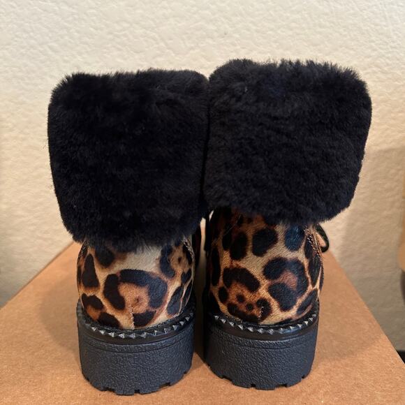 NWOT J.Crew Nordic Leopard Calf Hair Lace Up Boots. - Picture 4 of 10